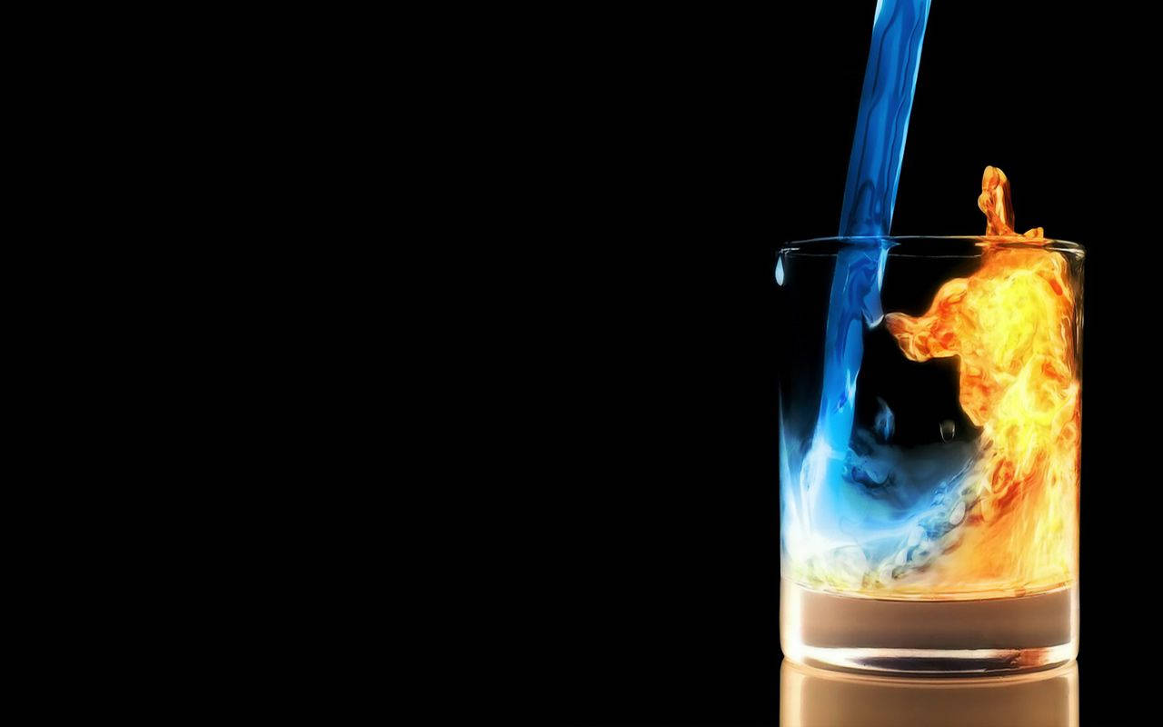 Fire And Ice On A Glass Background