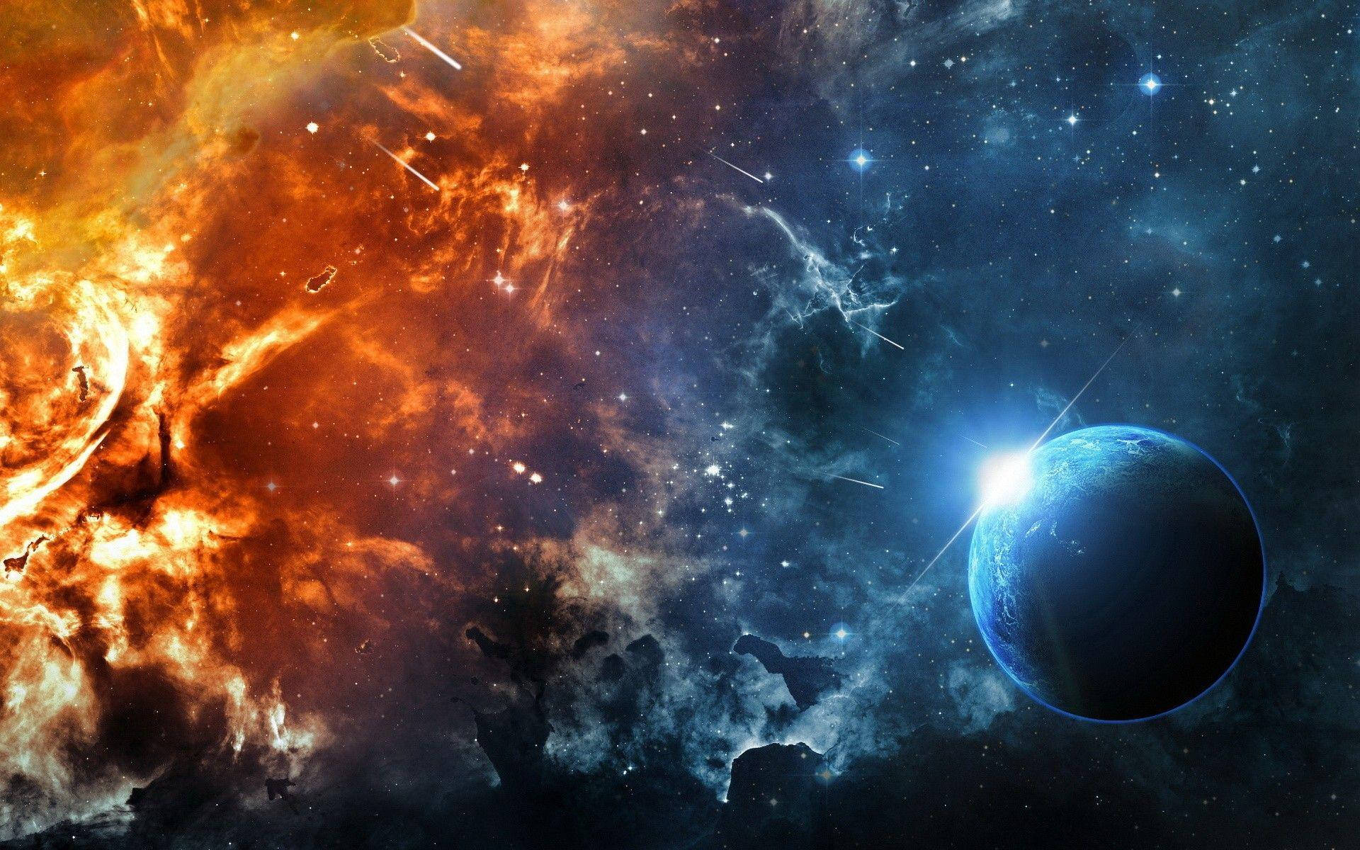 Fire And Ice Space Atmosphere Background