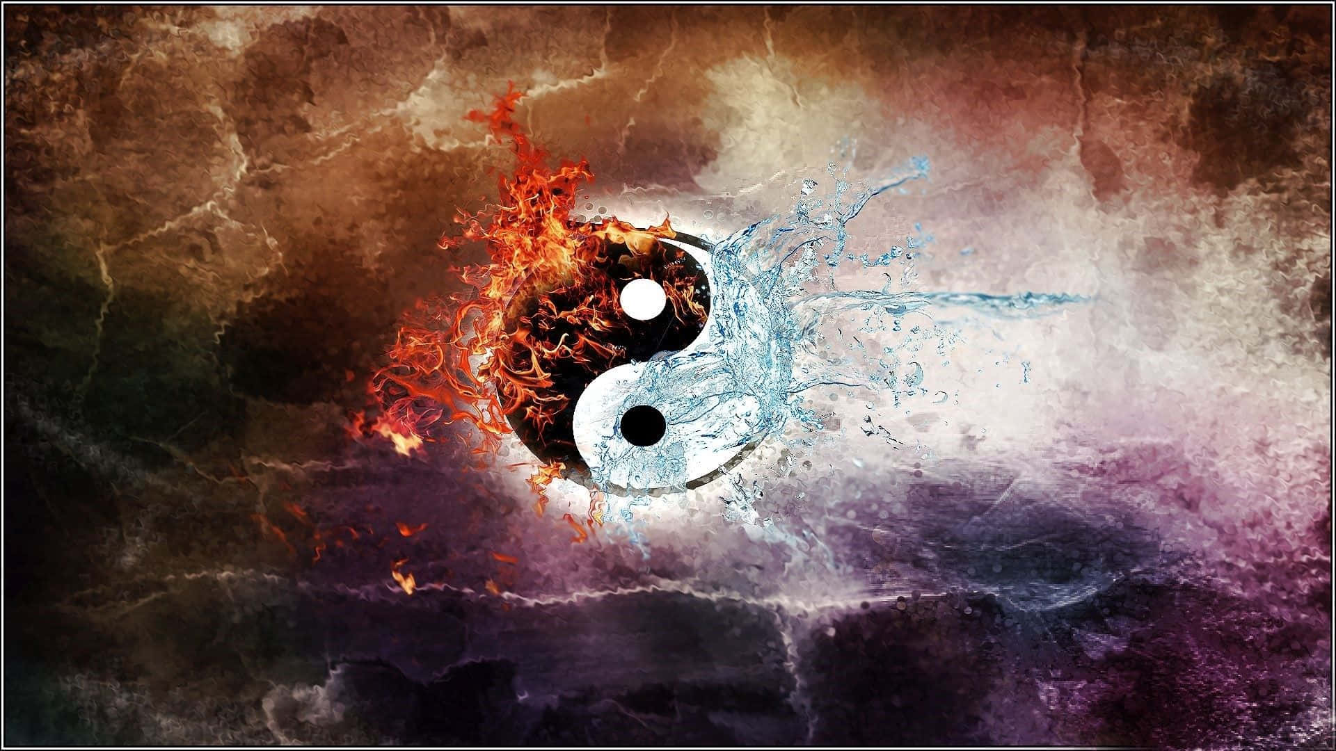 Fire And Water Burst On Yin Yang 4k