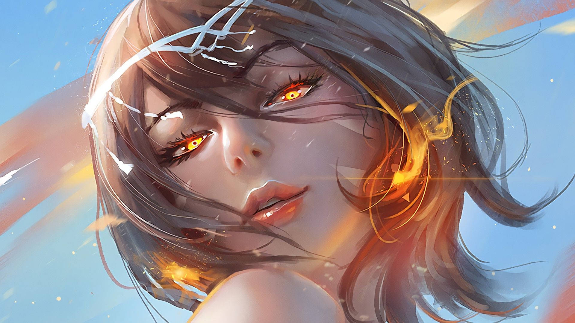 Fire Anime Goddess Background
