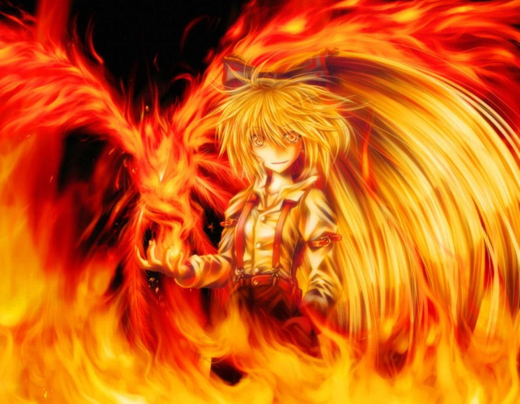 Fire Anime Master Mokou Background