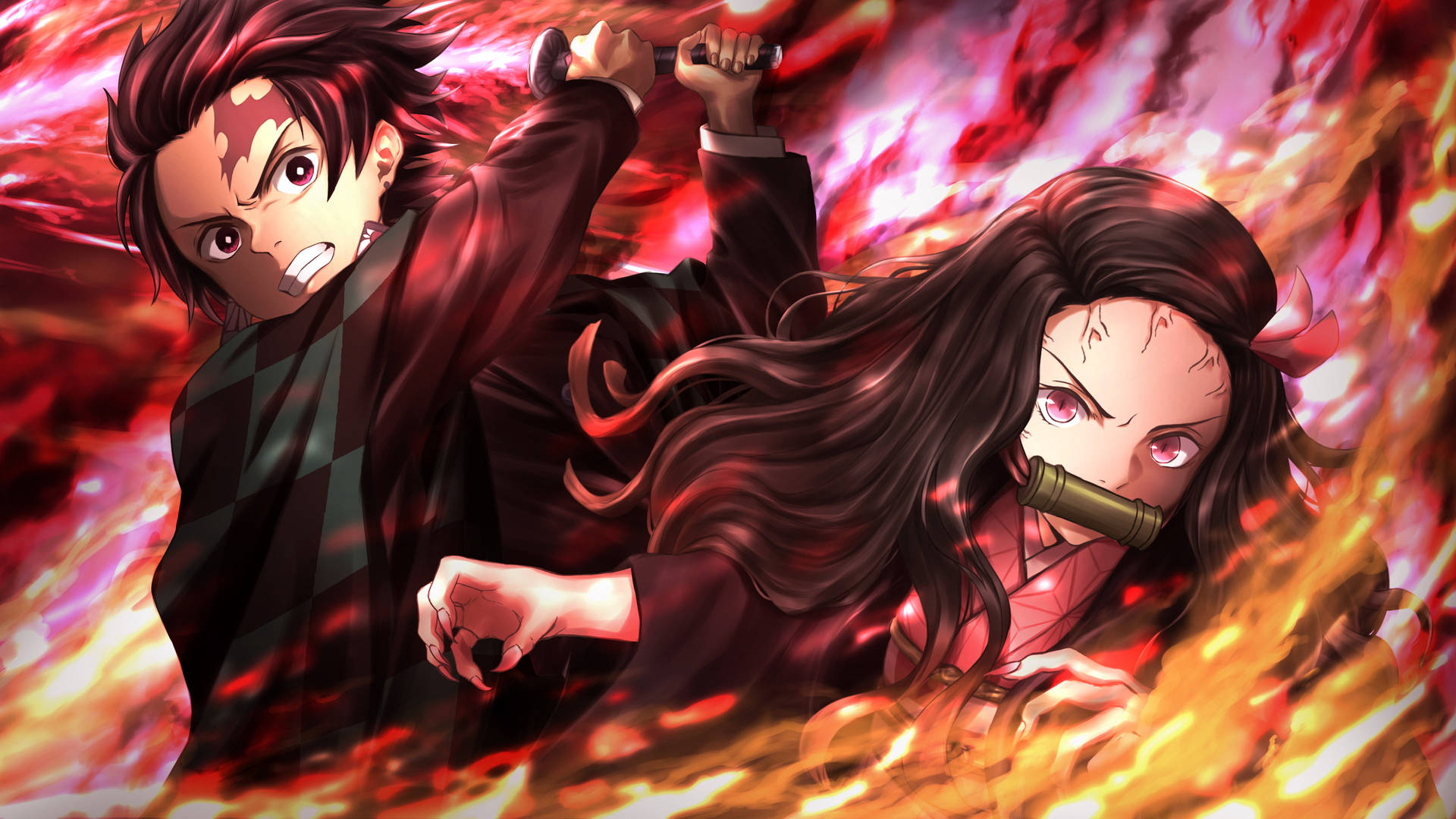 Fire Anime Tanjiro And Nezuko Background