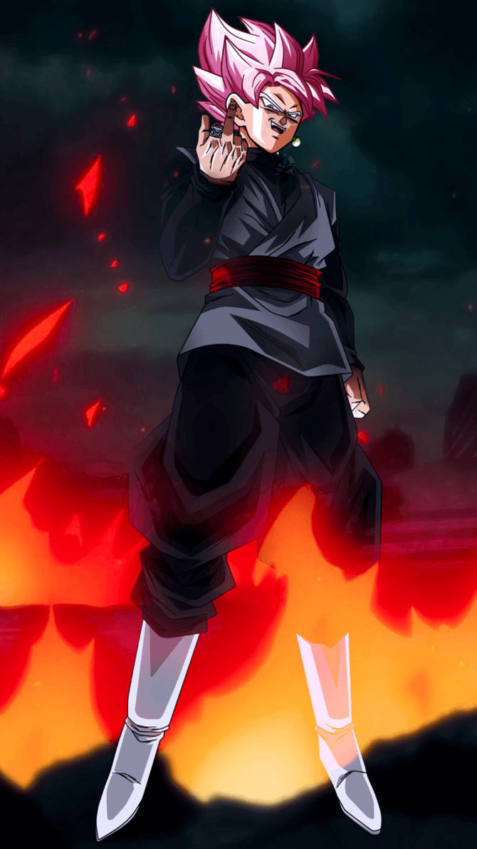 Fire Behind Black Goku Phone Background