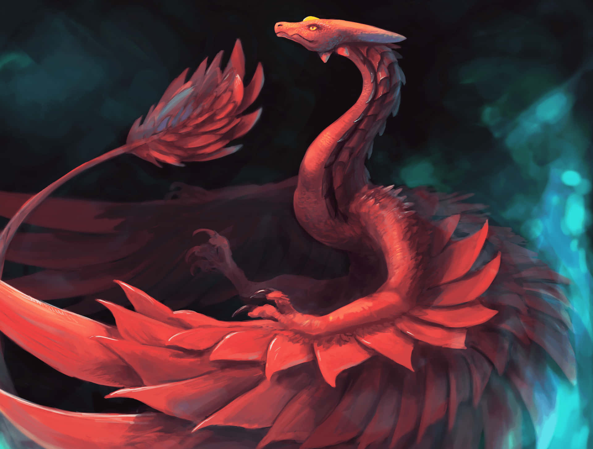 Fire-breathing Mythical Dragon Background