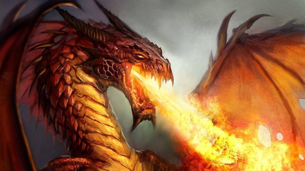 Fire Breathing Red Dragon Background