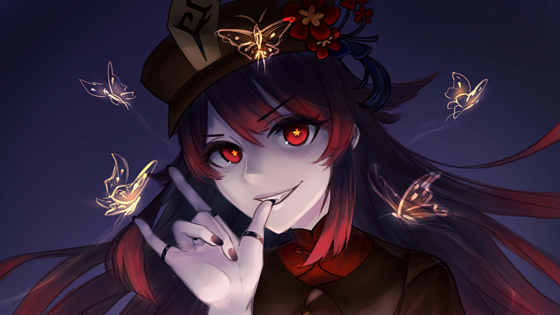 Fire Butterflies Hu Tao Pfp Background