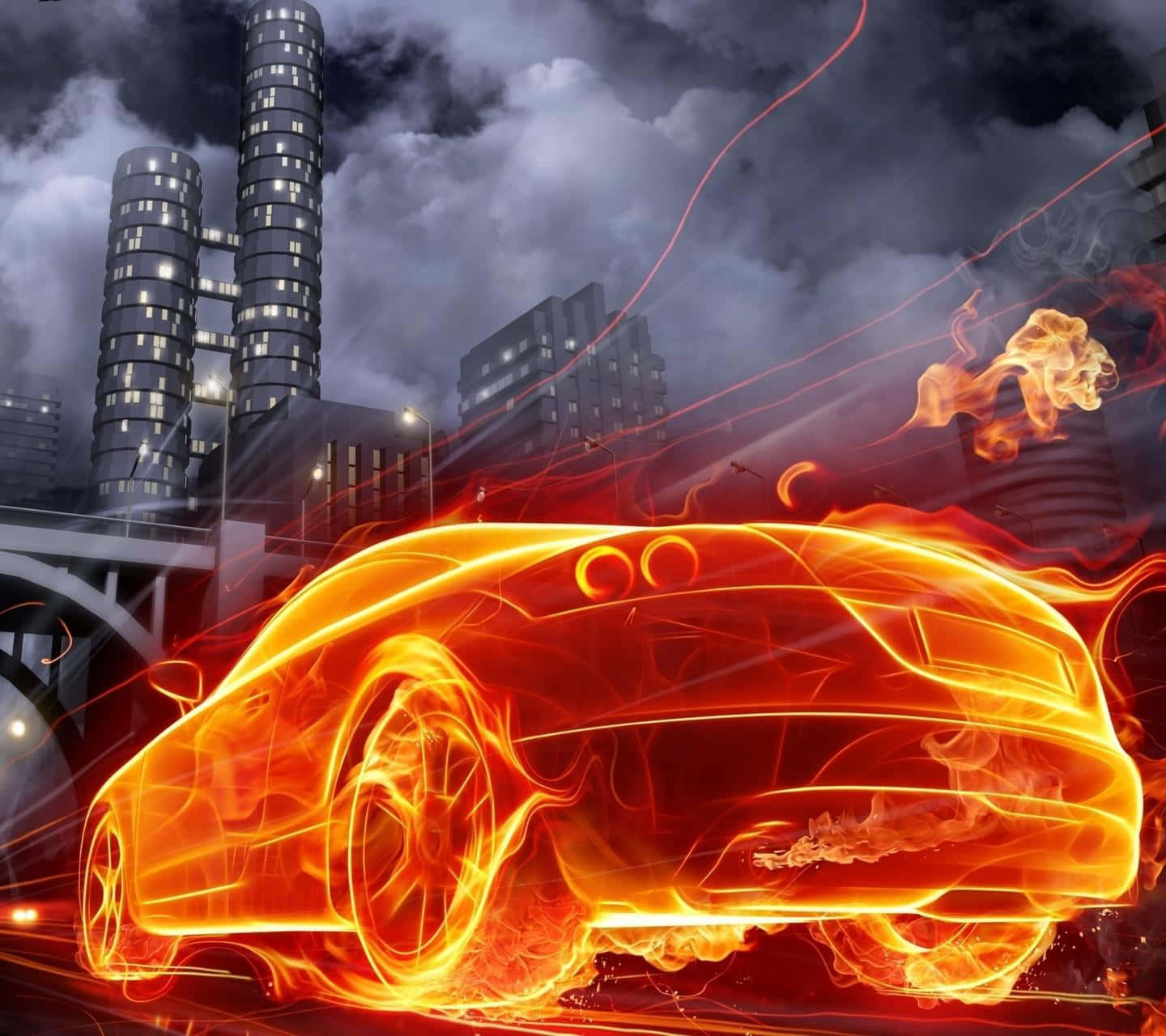 Fire Car Fantasy Art Background