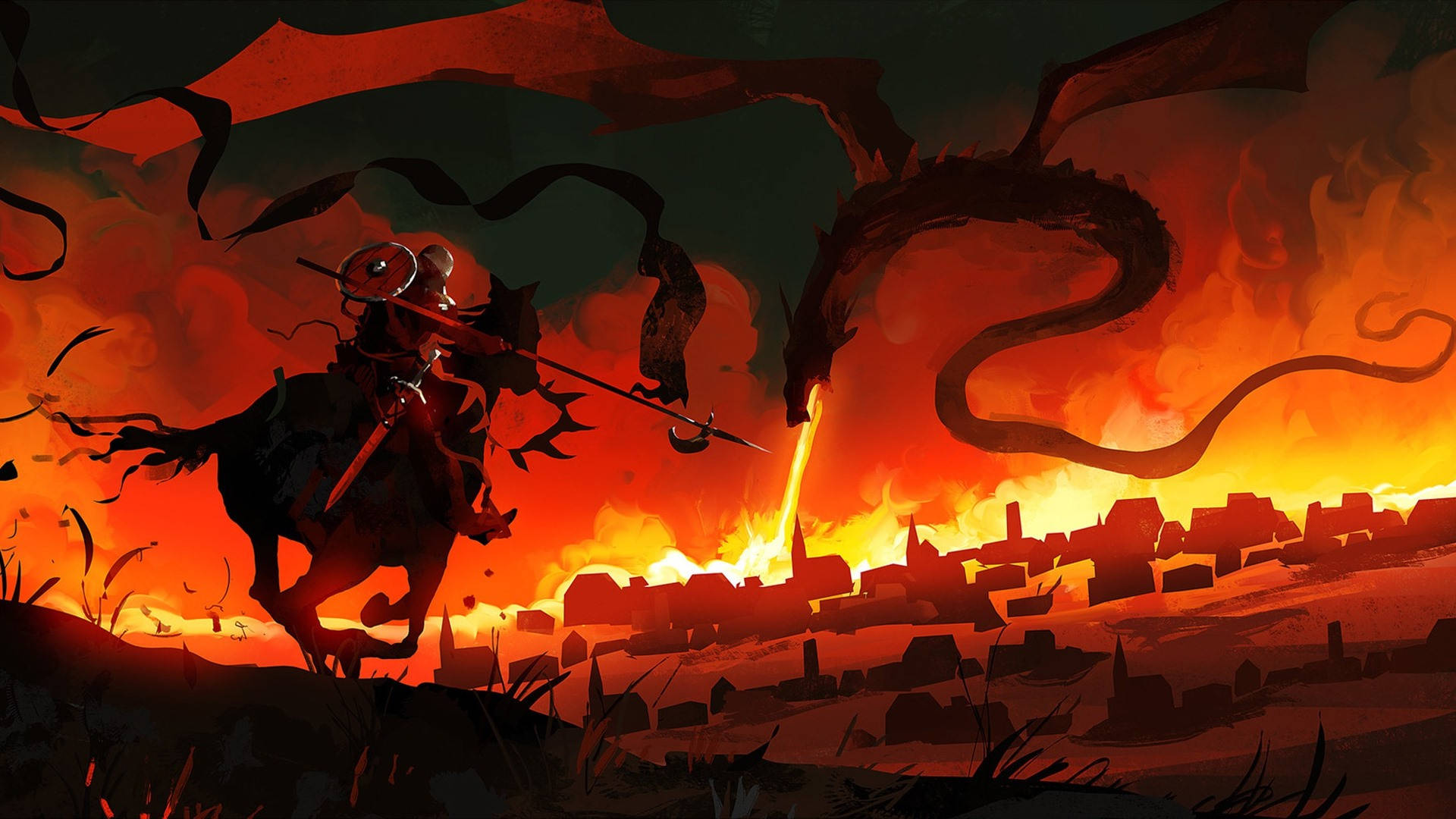 Fire Dragon Art Background