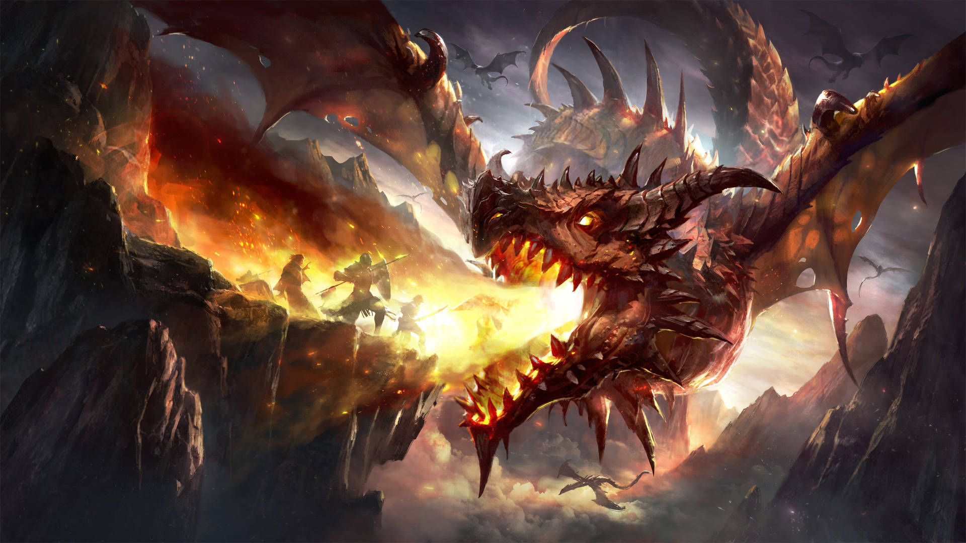 Fire Dragon Burning Warriors Background
