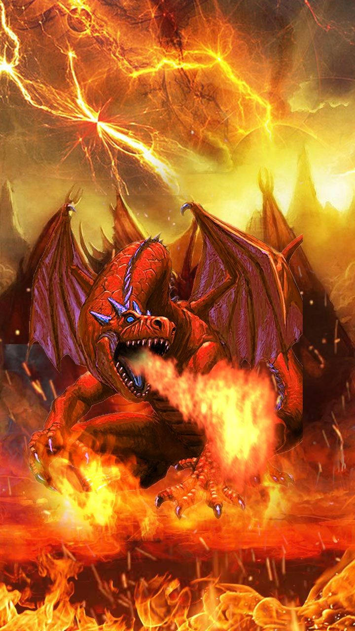 Fire Dragon With Bright Red Scales Background