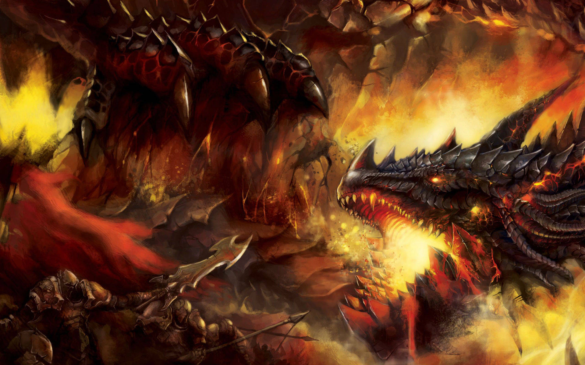 Fire Dragon With Gaping Mouth Background