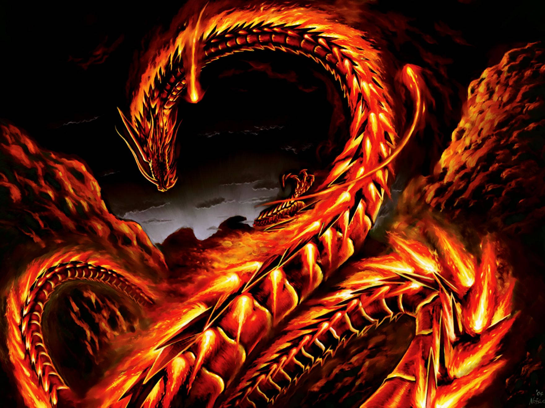 Fire Dragon With Long Body