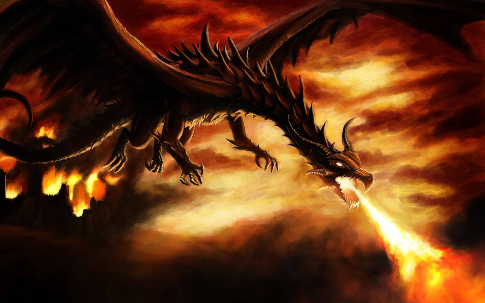 Fire Dragon With Sharp Spines Background