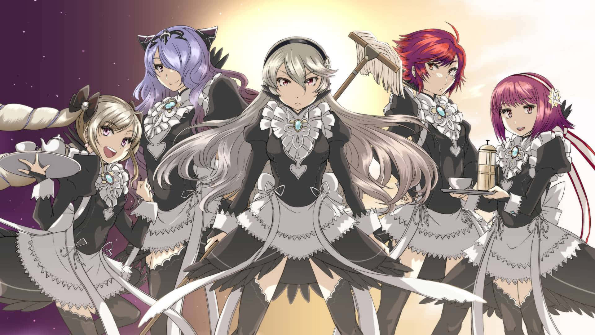 Fire Emblem Fates Female Heroes In Maid Outfits Background