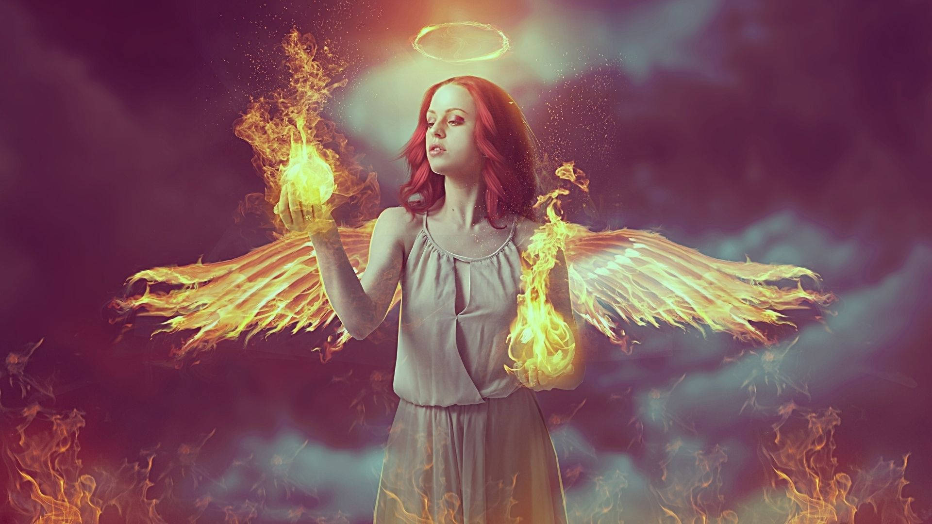 Fire Girl Angel Background