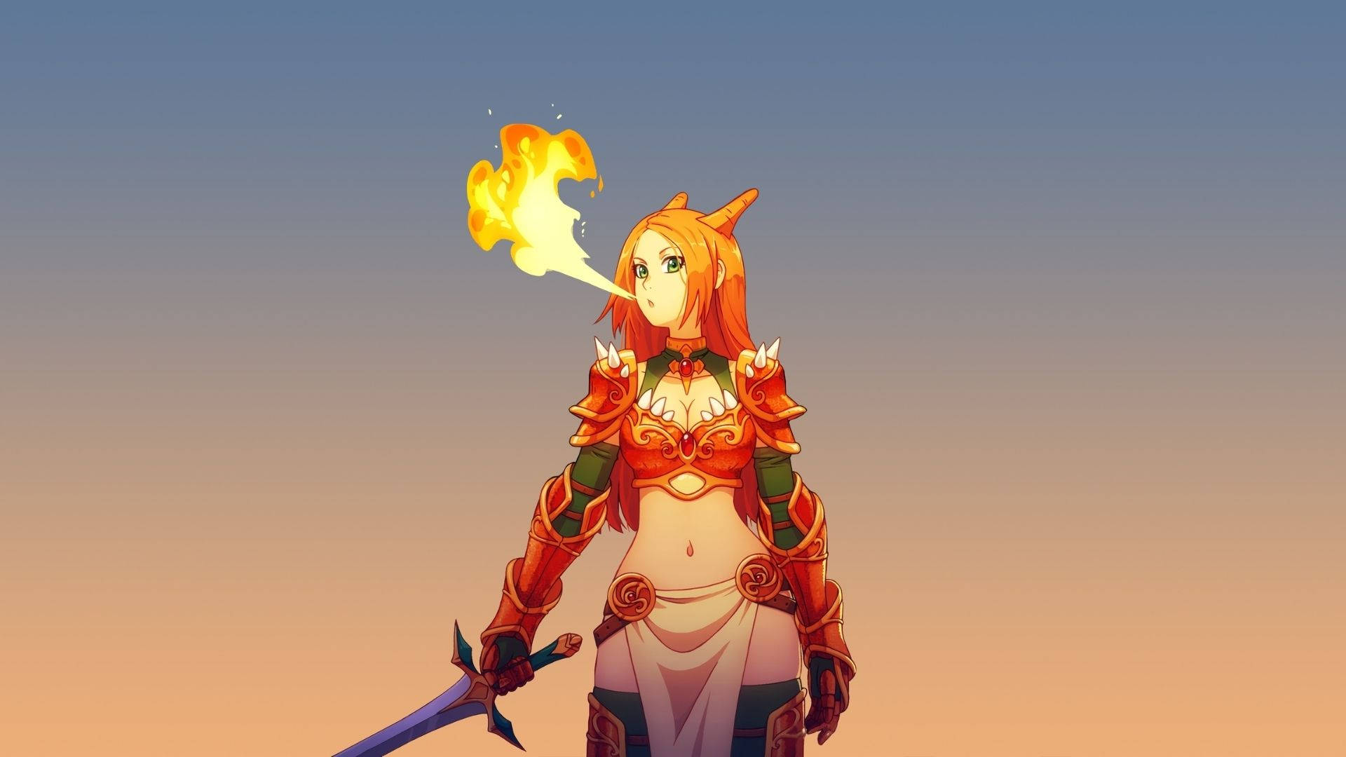 Fire Girl Blowing Flame Background