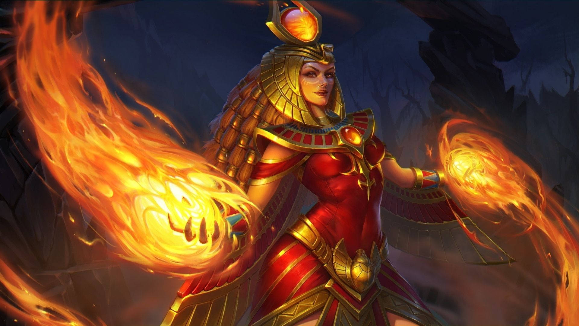 Fire Girl Egyptian Warrior Background