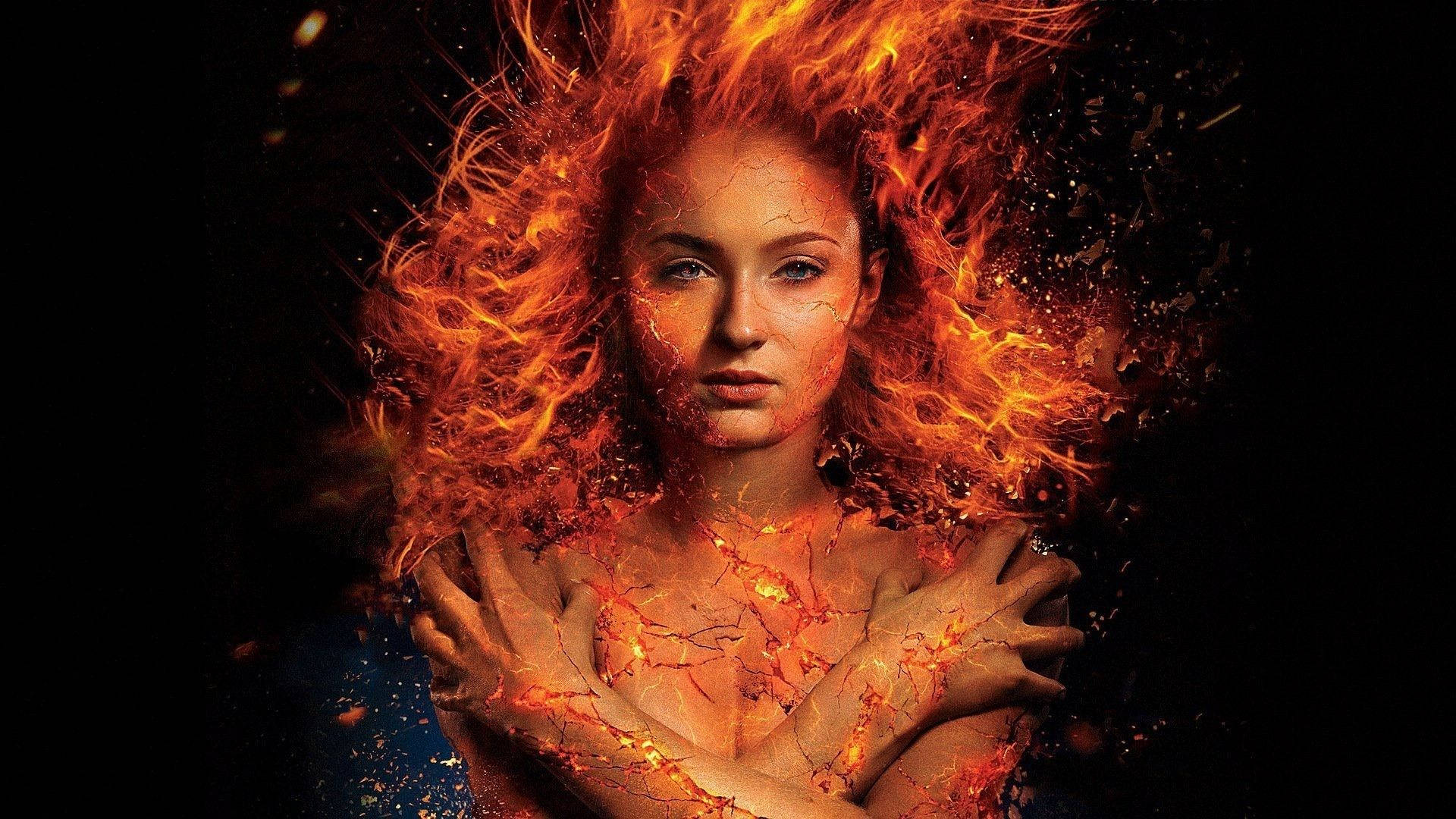 Fire Girl Sophie Turner Background