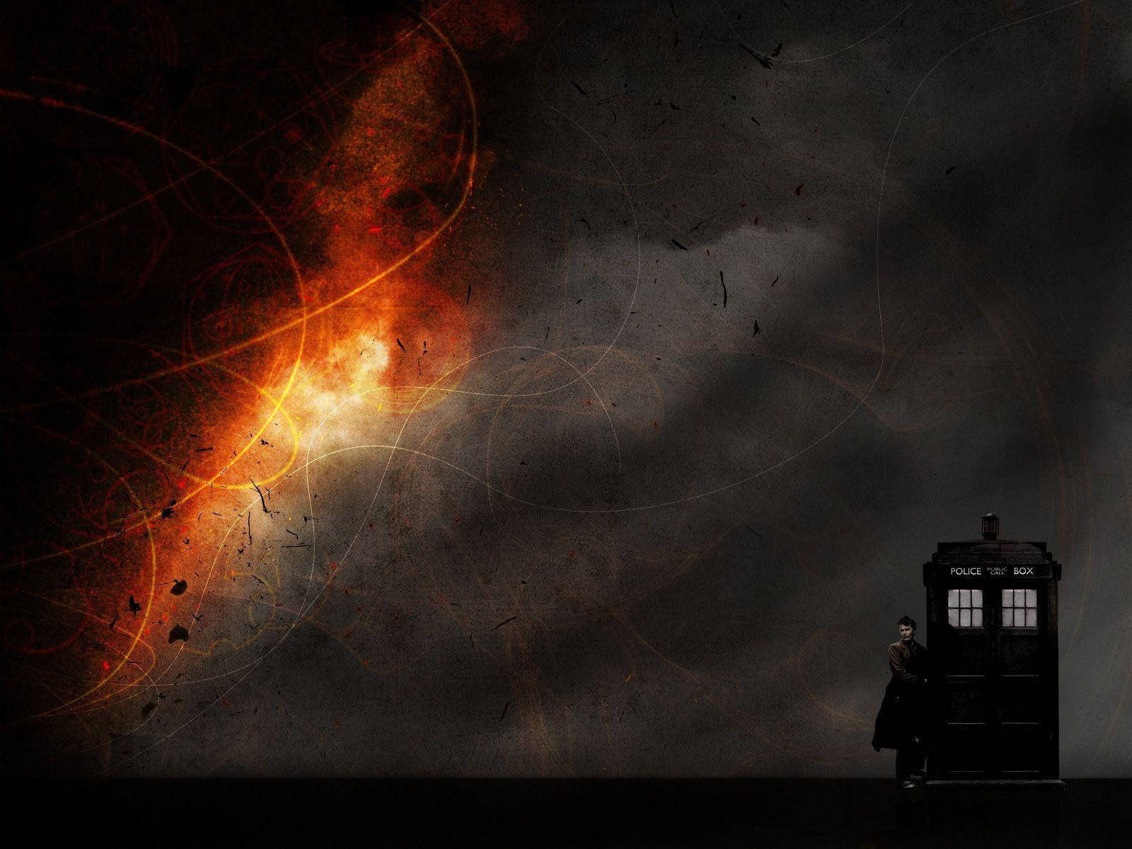 Fire In Grey Doctor Who Hd Background