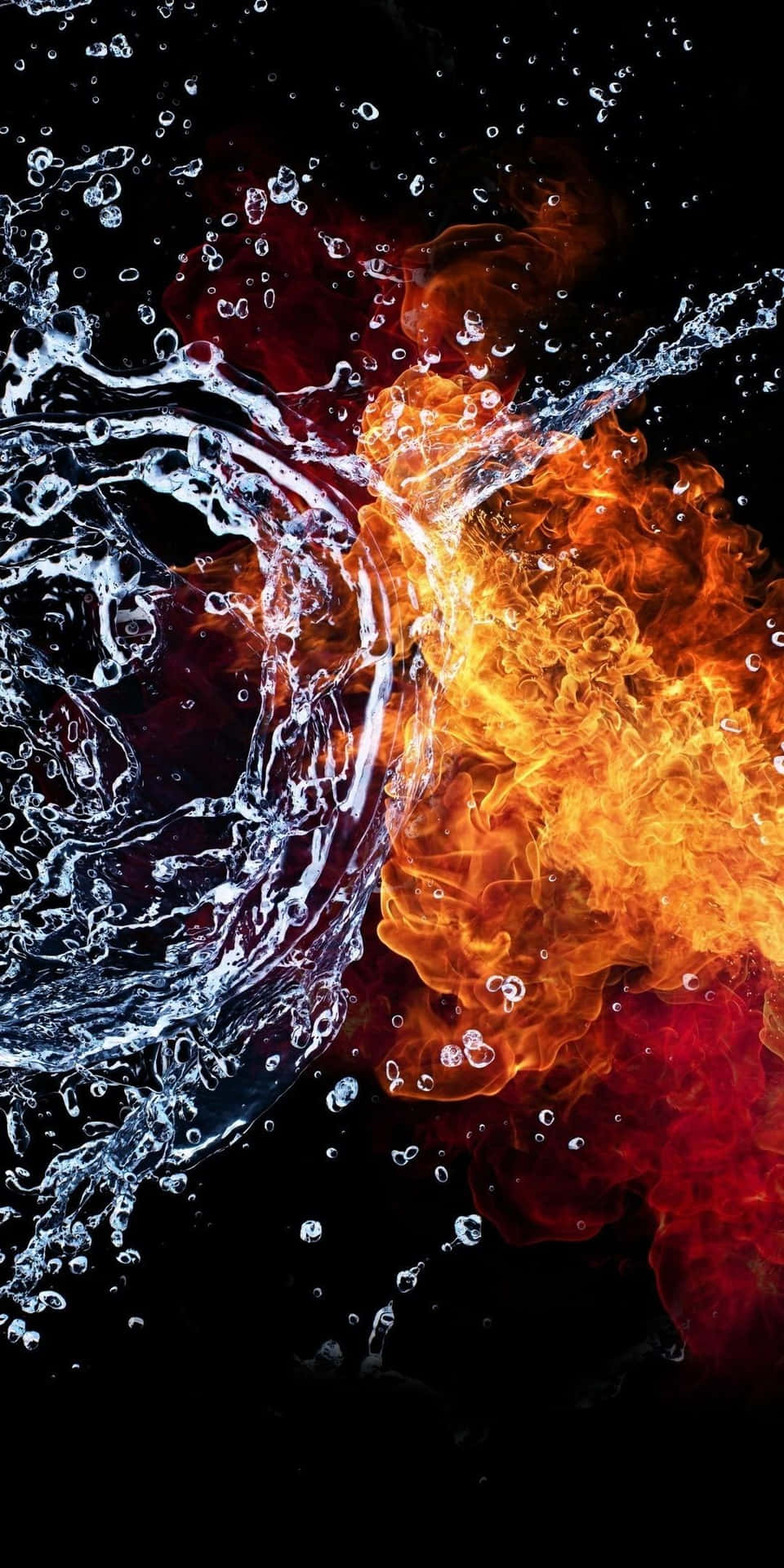 Fire Meets Water In An Explosive Collision Background
