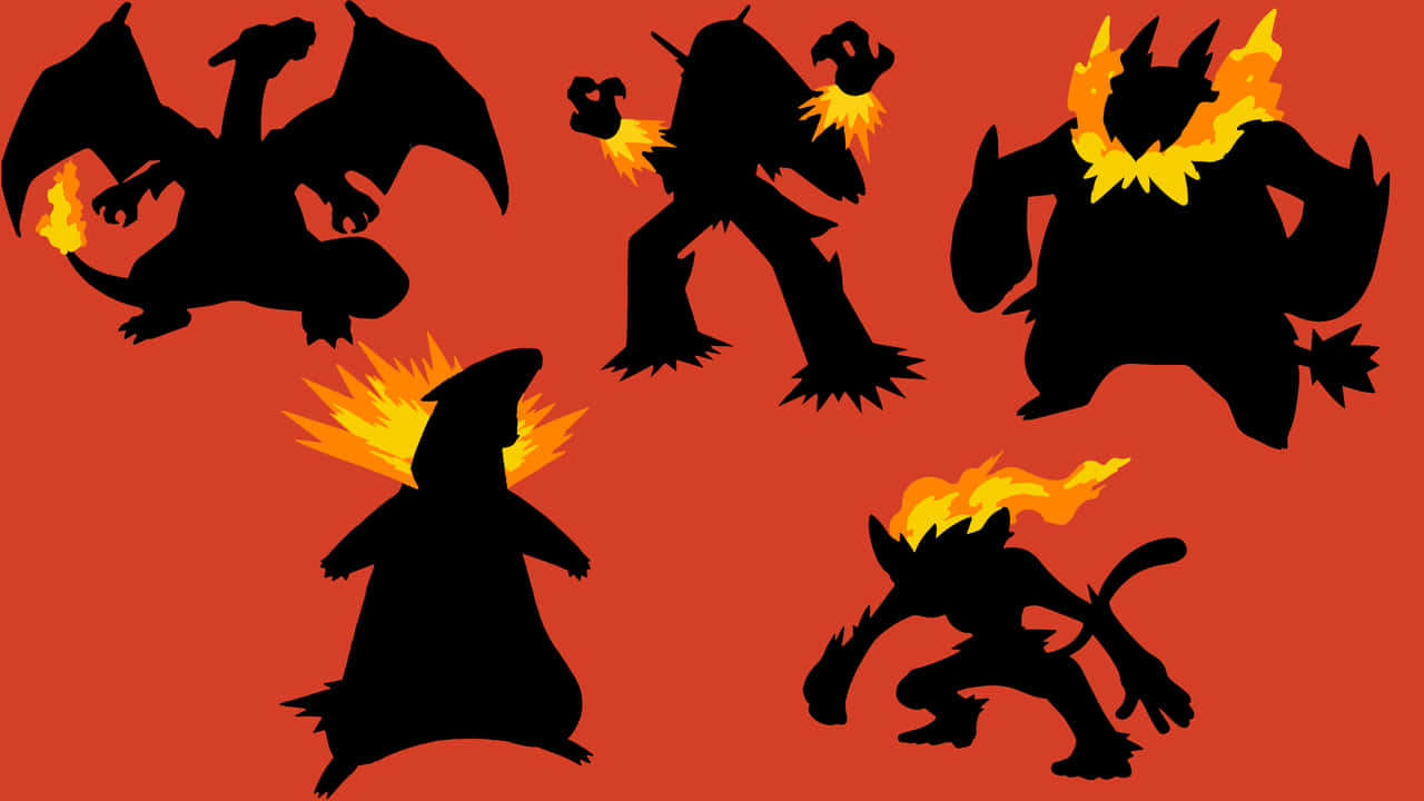 Fire Pokemon And Emboar's Shadows Background