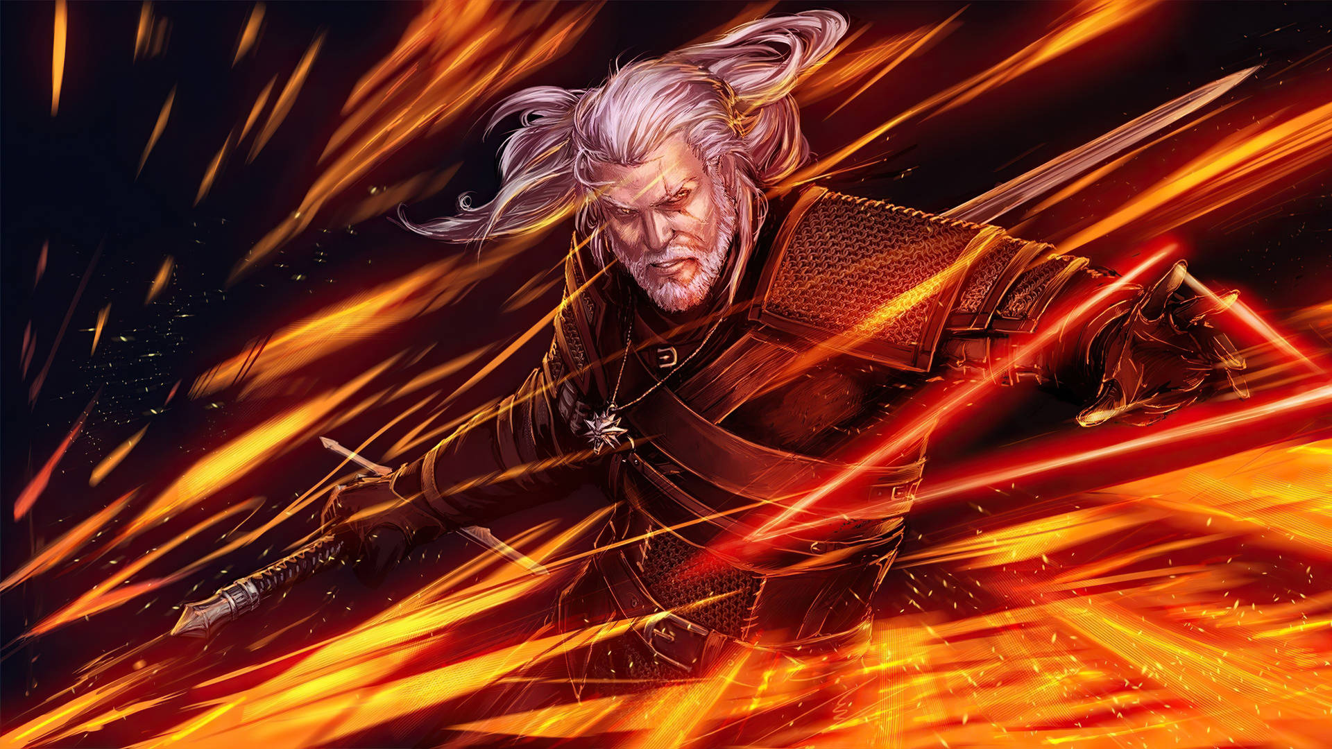 Fire Spark Geralt The Witcher 3 Background