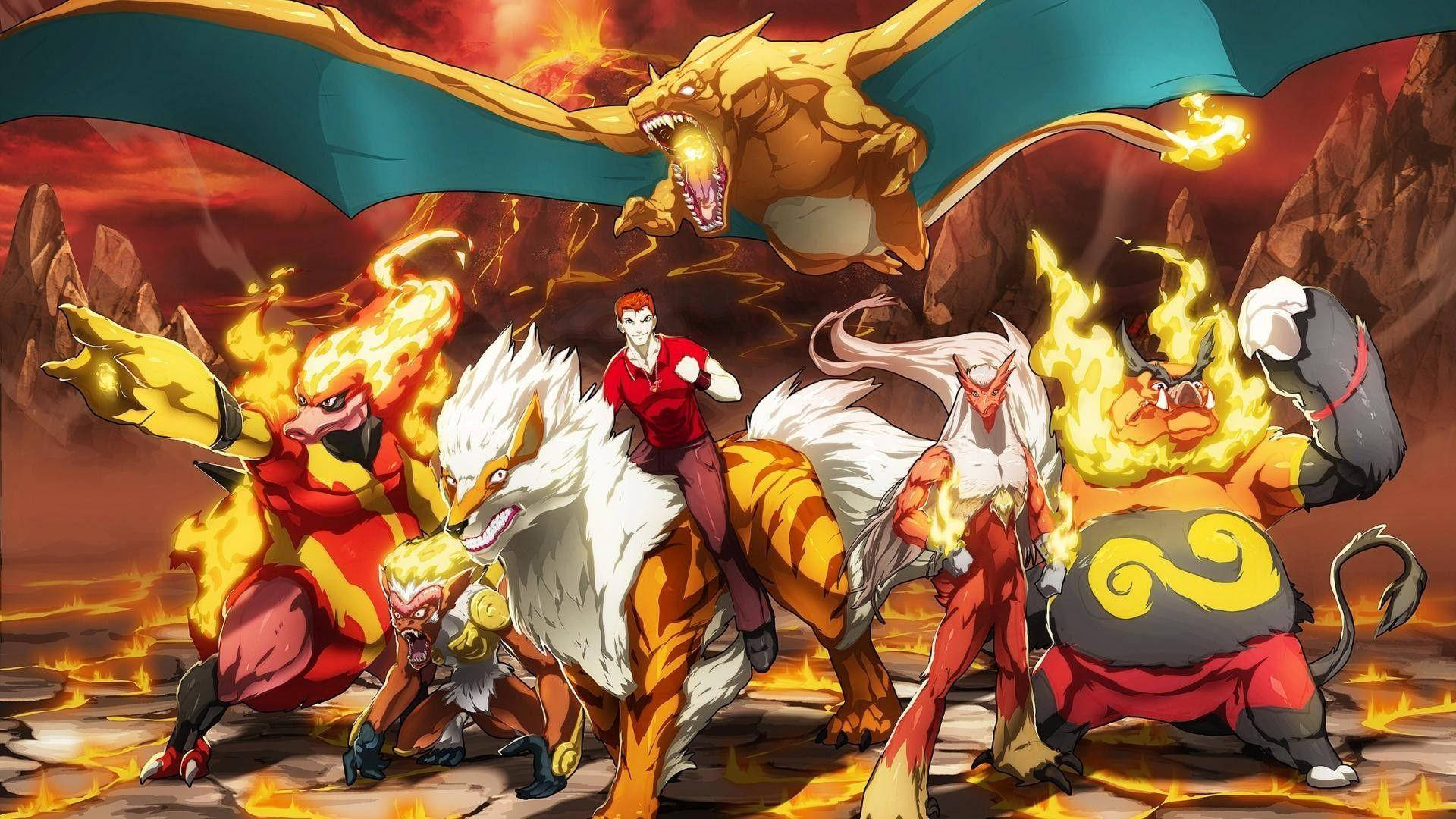 Fire Type Pokemon Trainer Team