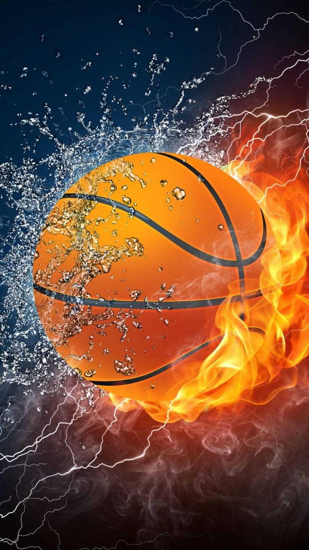 Fire Water Cool Basketball Iphone Background