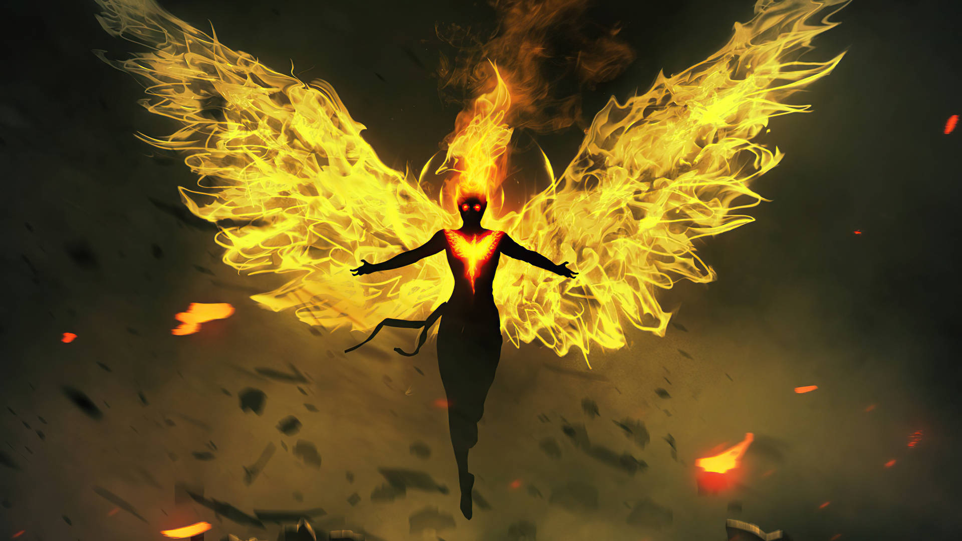 Fire Wings Of Dark Phoenix Background