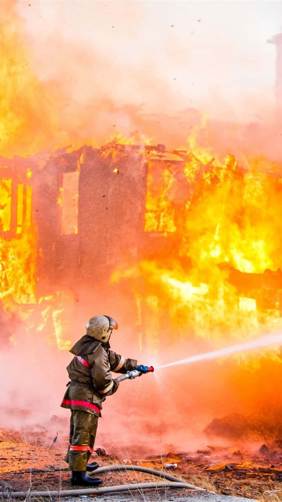 Firefighter Dedicated Phone Helping Protect Local Communities Background