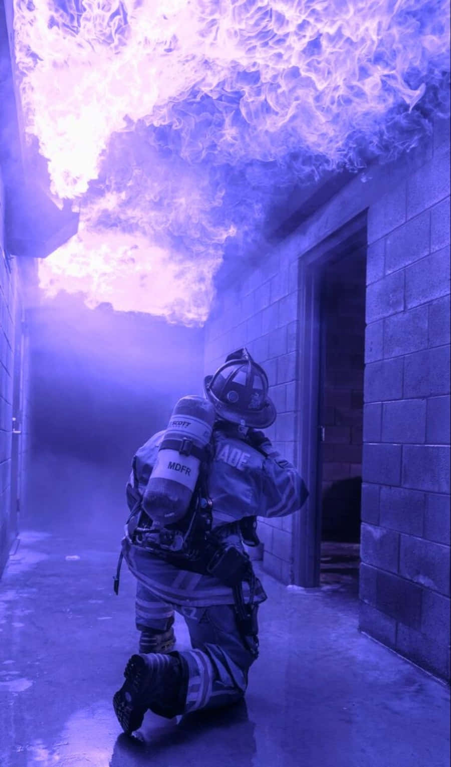 Firefighter Phone Purple Fire Aesthetic Wallpaper Background