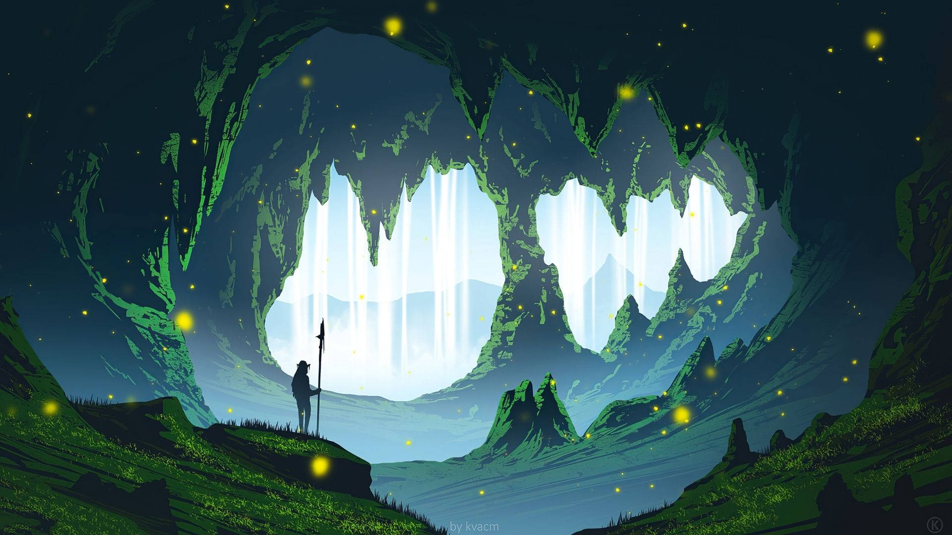 Fireflies In Cave Background
