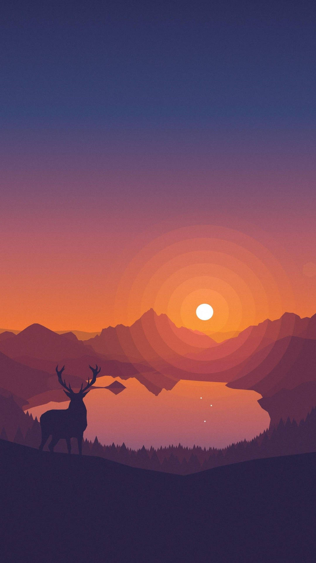 Firewatch Deer And Lake At Sunset Background