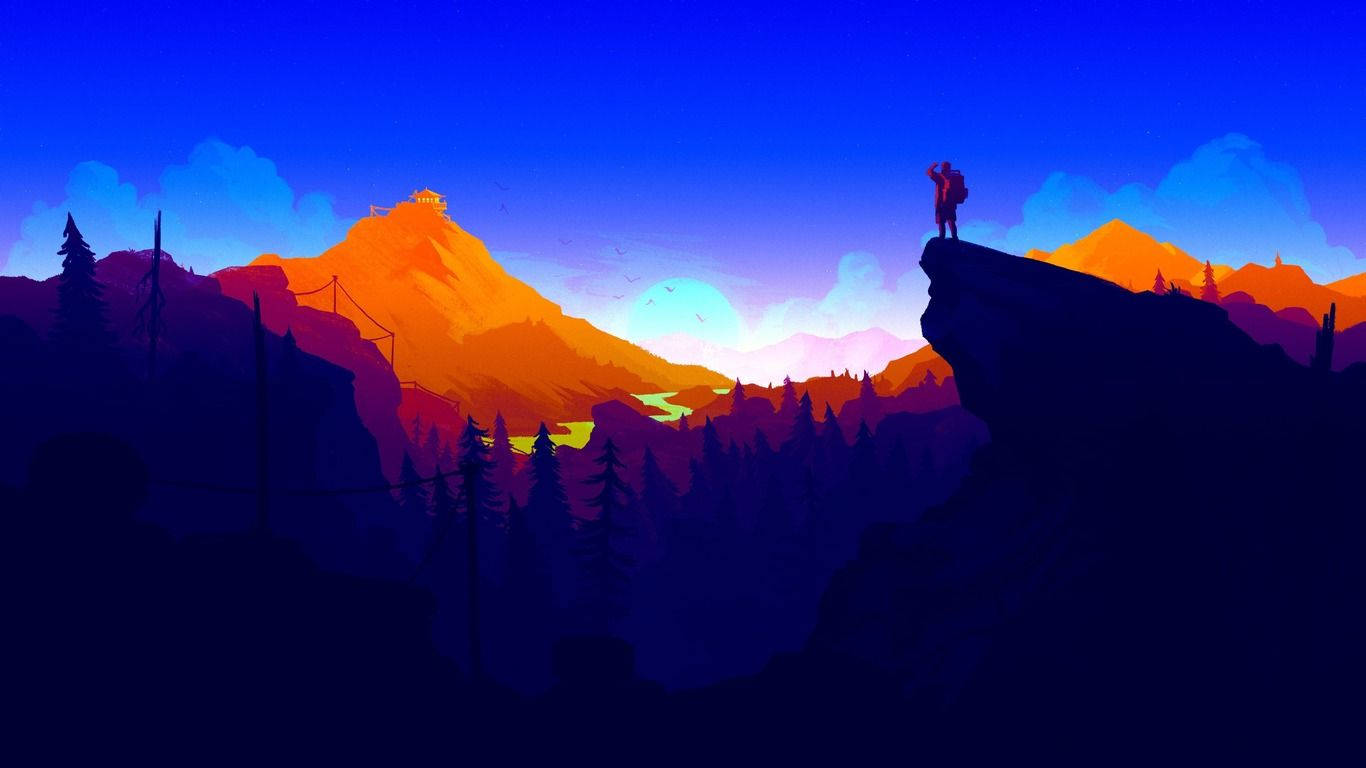 Firewatch Henry On Mountains Background