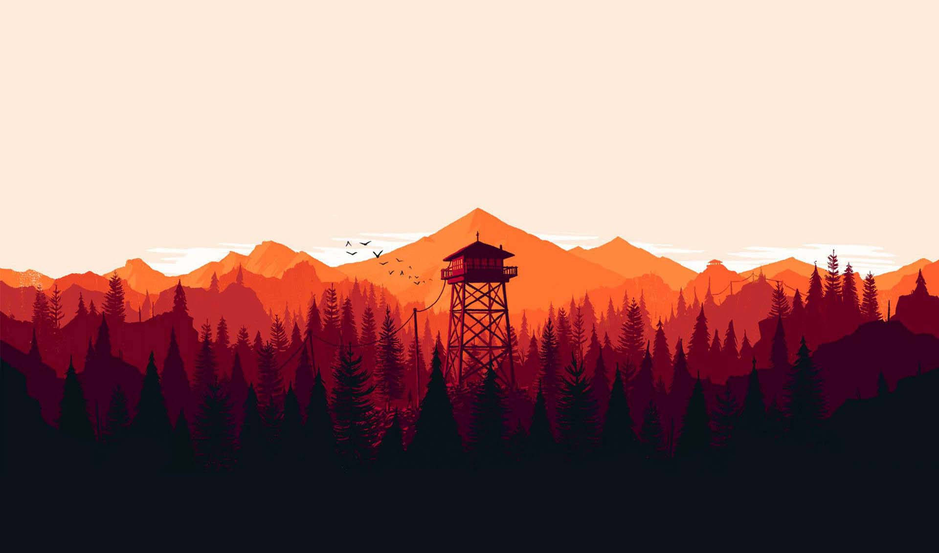 Firewatch Lookout Tower Over Forest Background