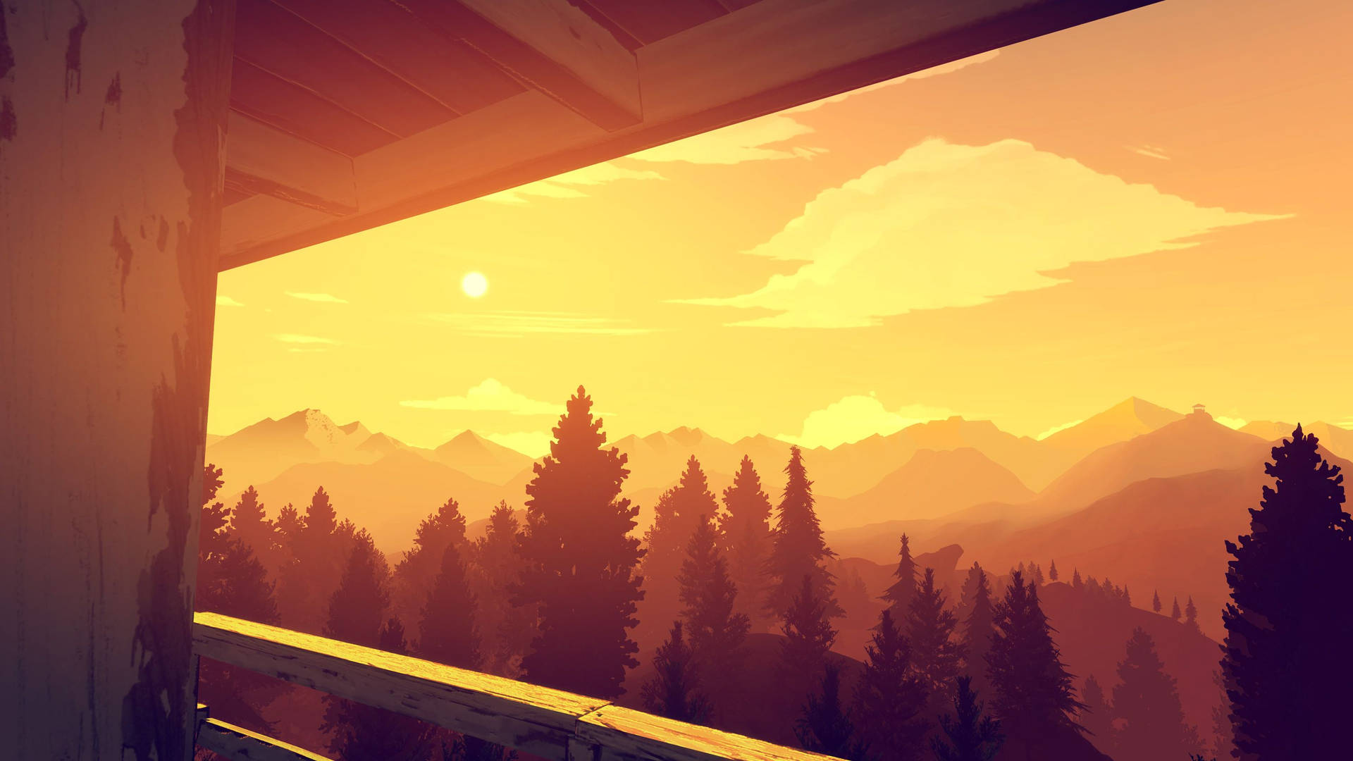 Firewatch View From Tower Balcony Background