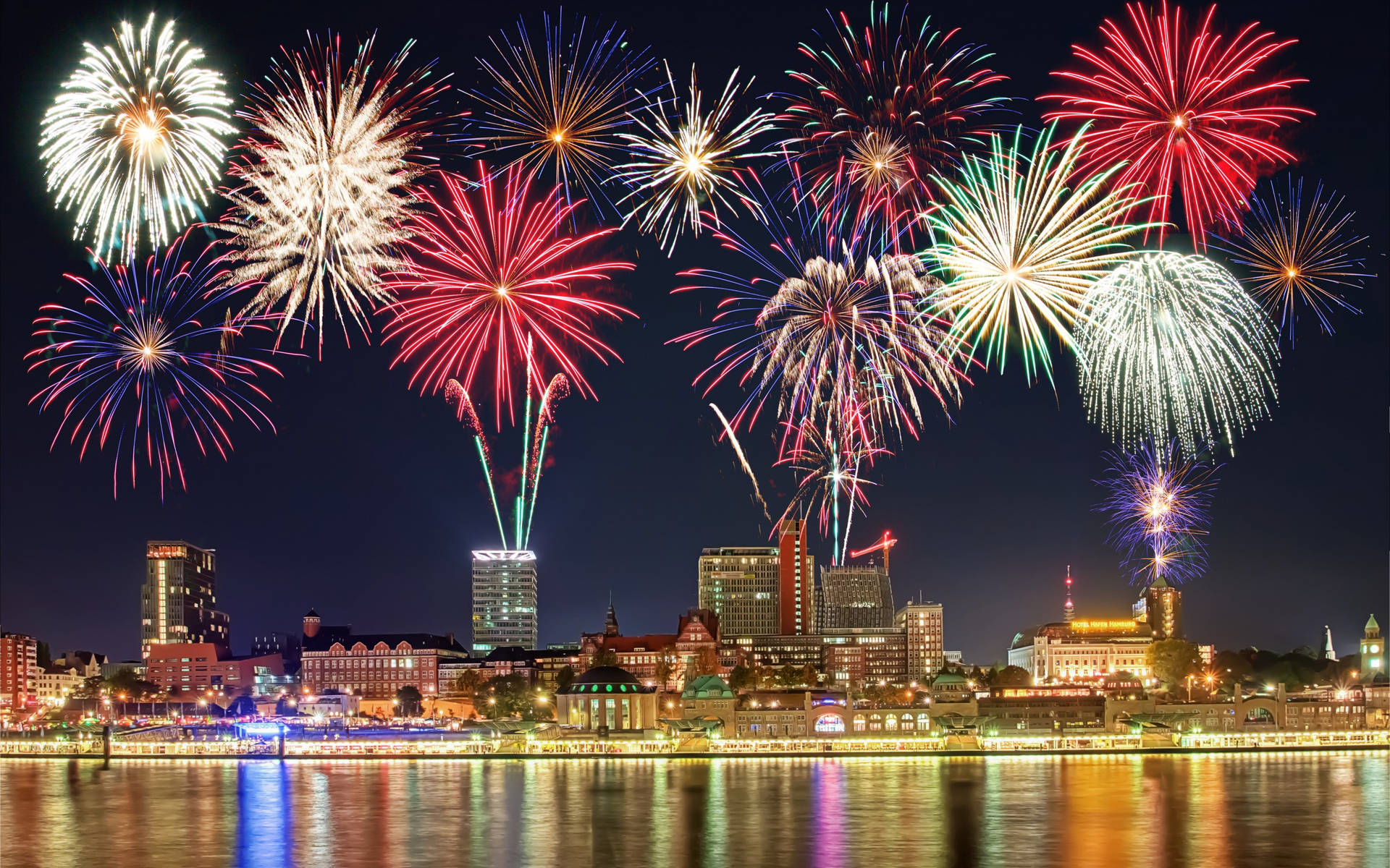 Fireworks Display In Seattle Background