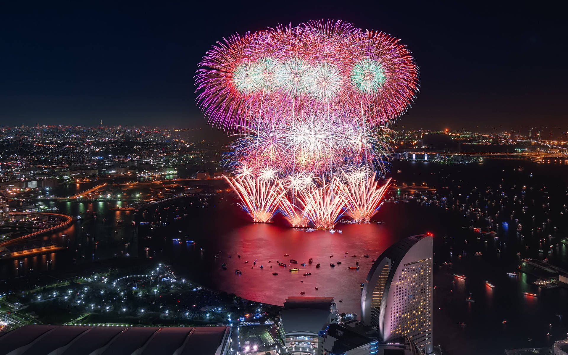 Fireworks Display In Yokohama Background