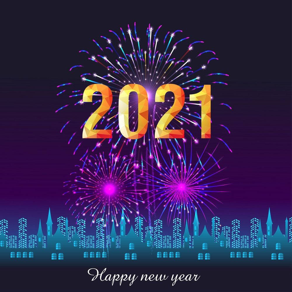 Fireworks Display On Happy New Year 2021 Background