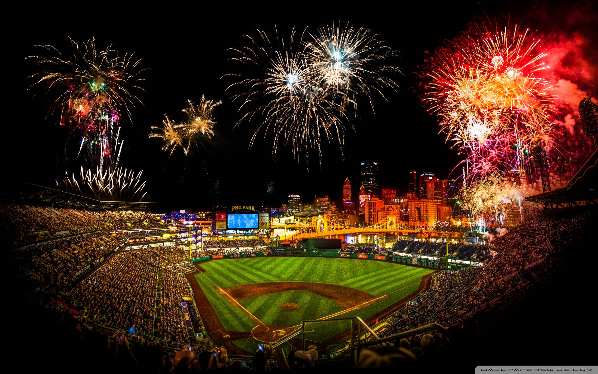 Fireworks Over Yankee Stadium Background