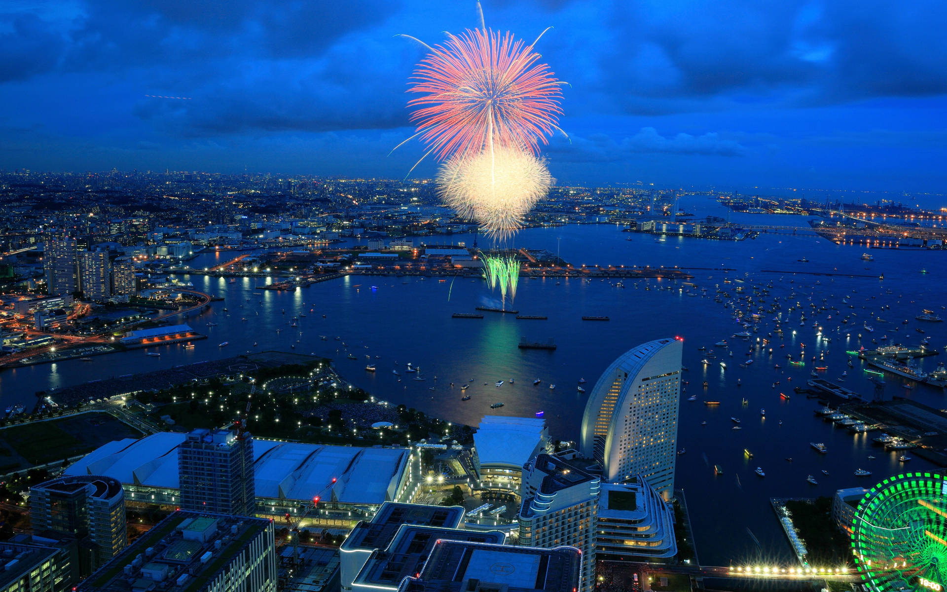 Fireworks Show In Yokohama Japan Background