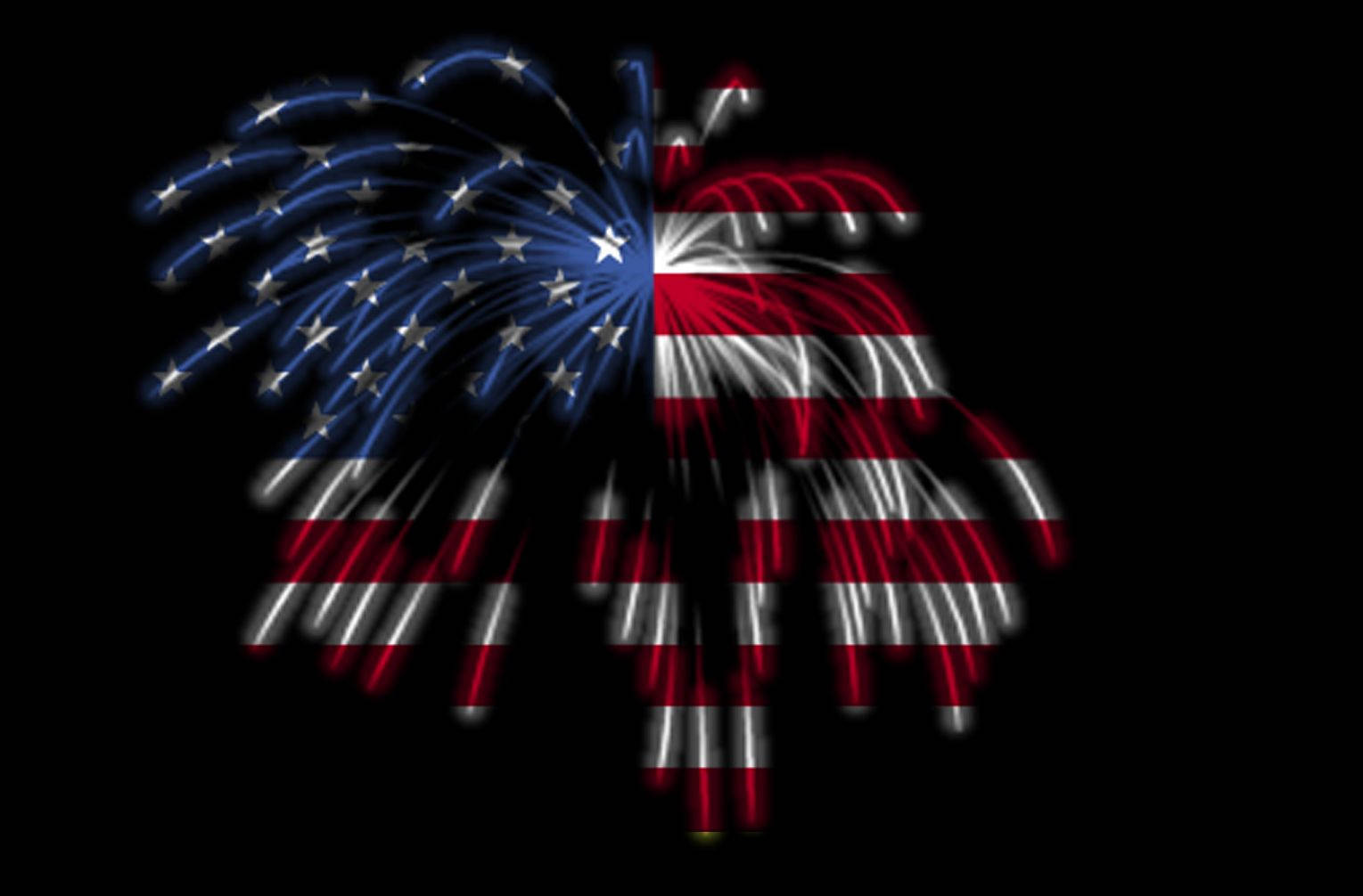 Fireworks With The American Flag On A Black Background Background