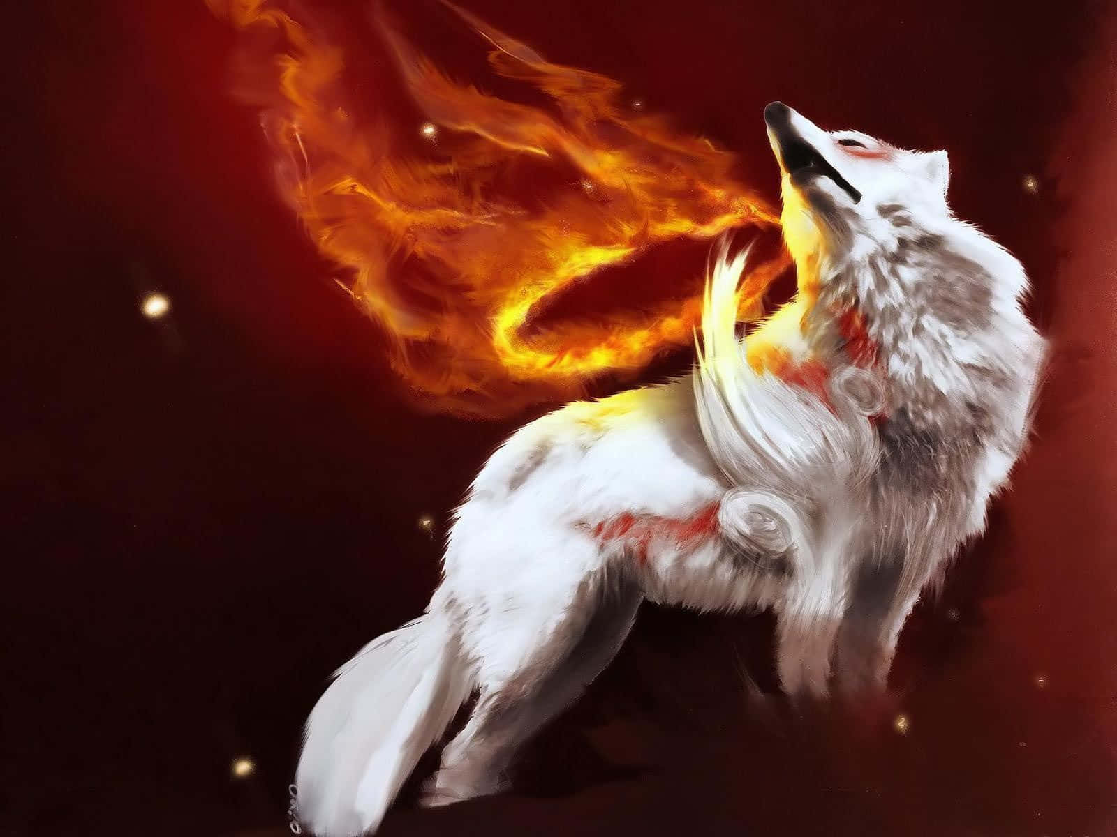 Firey Super Cool Wolf Edit Background