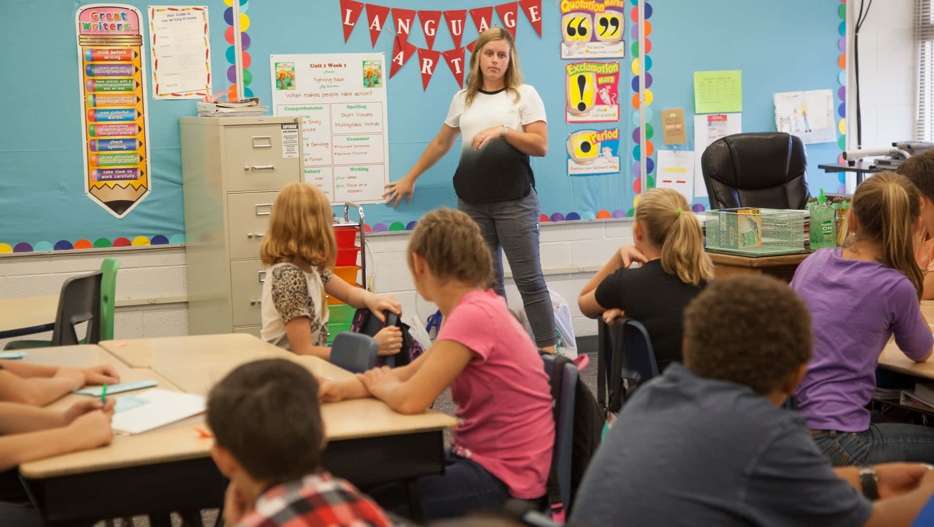 First Dayof School Classroom Scene Background