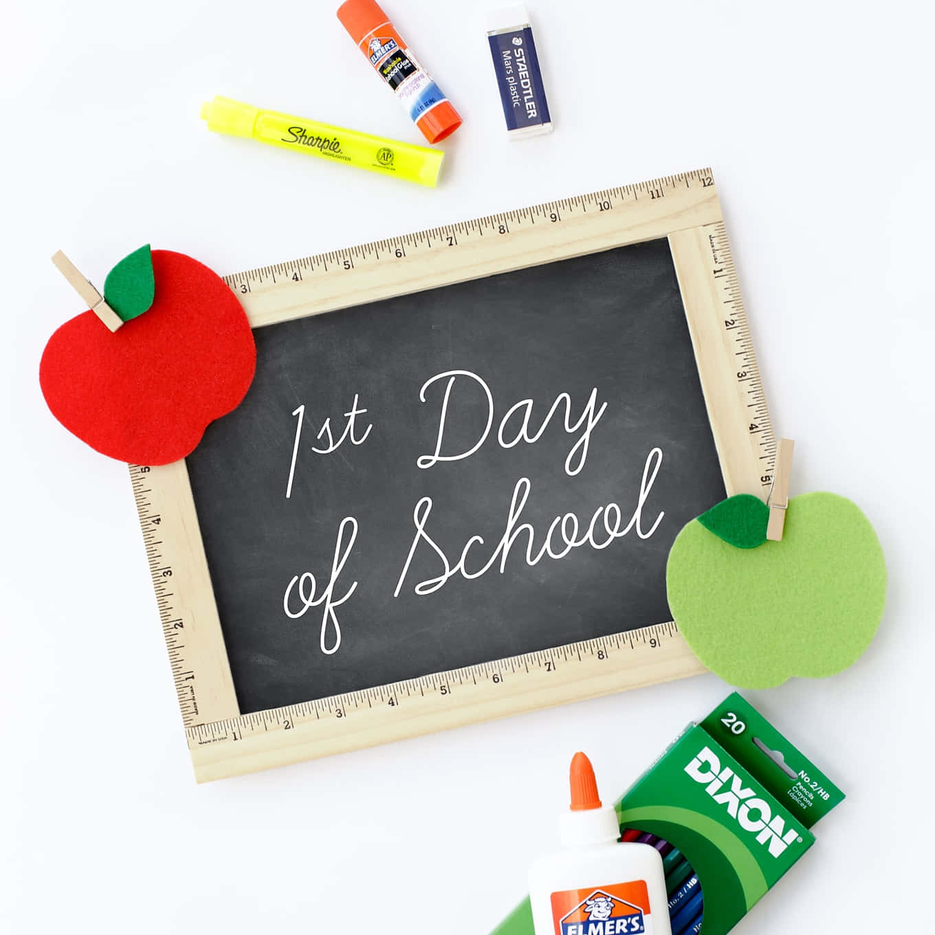 First Dayof School Suppliesand Sign Background