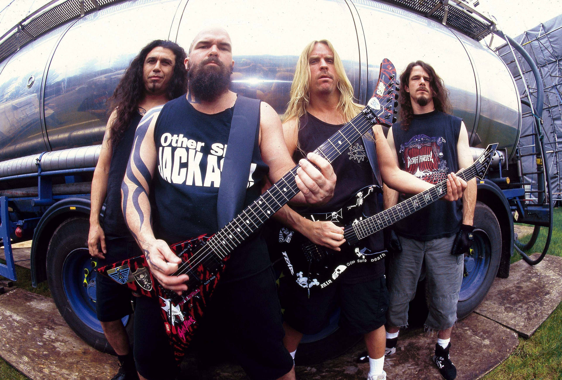 Fish Eye Photo Of Slayer Band Background