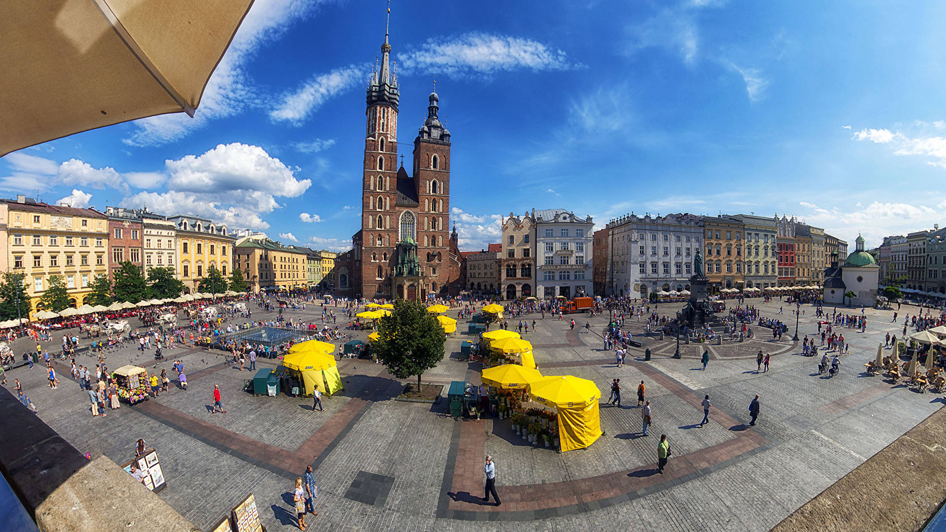 Fish-eye View Of Main Square, Krakow Poland Background