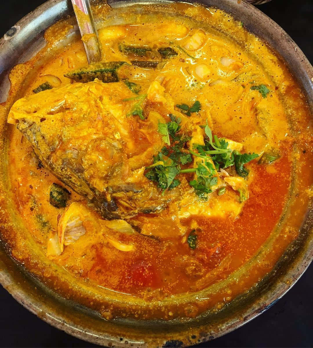 Fish Head Curry Extreme Close Up Shot Background