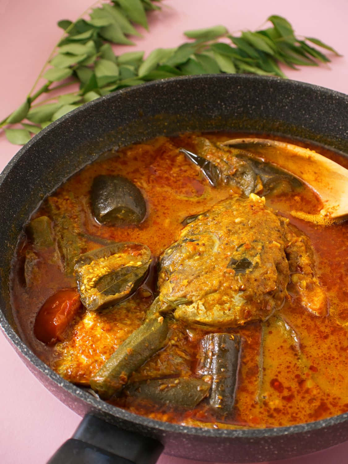 Fish Head Curry Singaporean Dish Close Up Shot Background