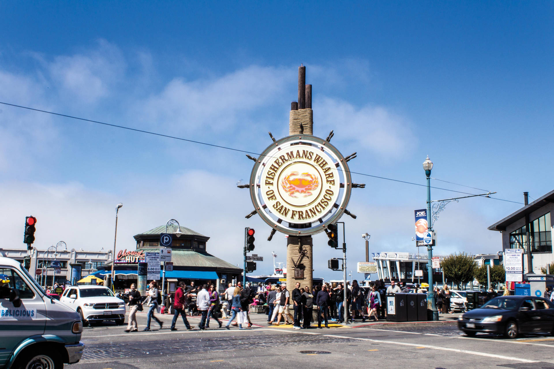 Fishermans Wharf Sign And Street View